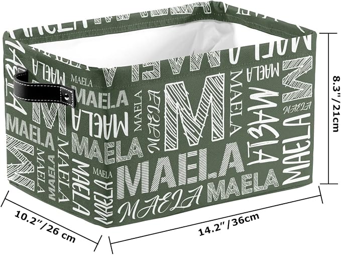 Foldable Personalized Storage Box for Boys Girls with Name Waterproof Kids Custom Storage Bin Baskets Cube Boxes Organizer with Handles for Organizing Shelf Closet, 1 Pack