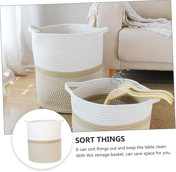 MERRYHAPY Multifunctional Rope Storage Basket for Pet Toys Laundry and Sundries Stylish Organizer Bin Portable Handle