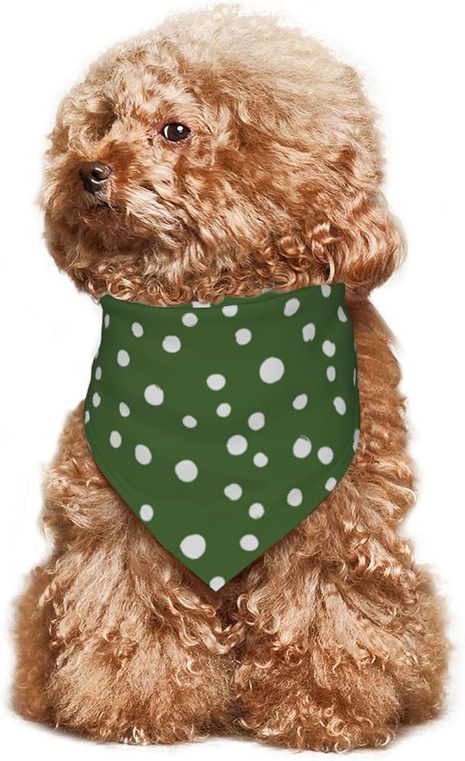 Sage Green Dog Bandana,Adjustable Triangle Bibs Dogs Scarf,Puppy Neckerchief Dog Cat Bib for Spring Summer (Green Polka Dots)