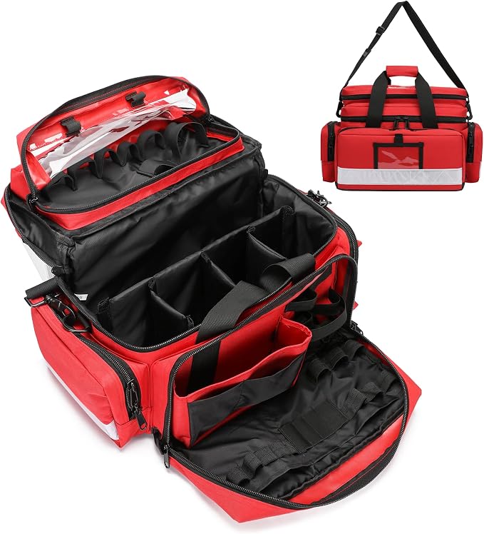 Medical Bag Empty First Responder Bag,Emergency Bag First Aid Kit Organizer,First Aid Bag with Detachable Dividers, Medical Bag for Nurses,Home Health Care, EMT