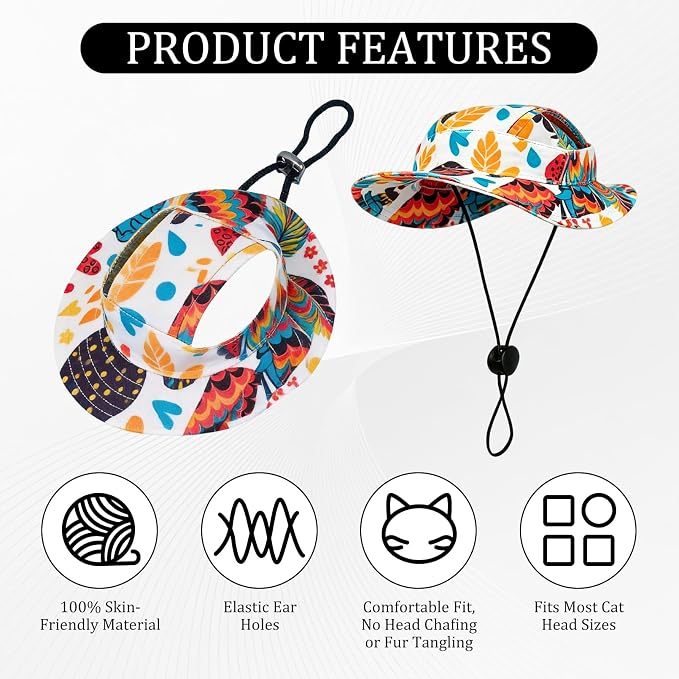 Cat Hats for Cats Only, Cat Sun Hat Sphynx Hat with Ear Hole Kitten Headwear Sun Sombrero Caps Summer Cat Cowboy Hats, Pet Chihuahua Sunscreen Baseball Outdoor Cap