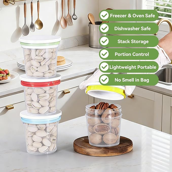 12 Pack 8.8oz Plastic Food Storage Containers with Lids, Small Meal Prep Container Jars for Food, Salad, Soup, Snack, Freezer & Lunch