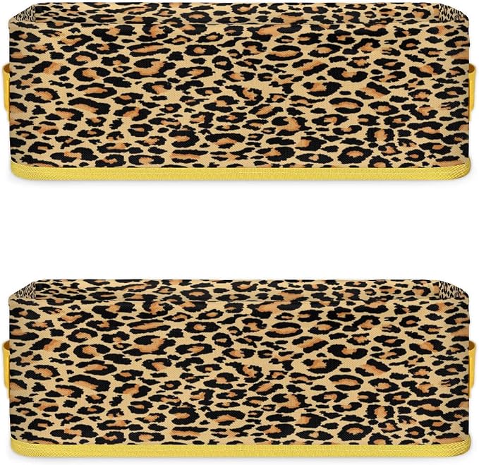Leopard Skin Animals Bathroom Storage Basket, Foldable with Handle Open Countertop Paper Towel Decorative Box, Toilet Tank Top Shelf Baskets for Home Closet Bedroom Living Room Office