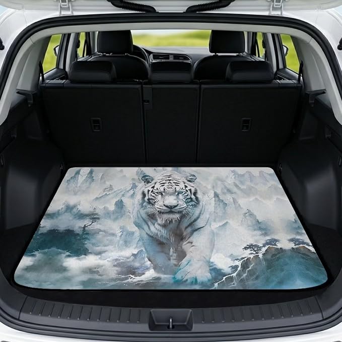 White Tiger Car Trunk Mat Universal Size 29" x 39", Dustproof Cargo Liner All Weather Trunk Protection Mat Rear Trunk Mats for Most Cars, Vehicle Interior Accessories