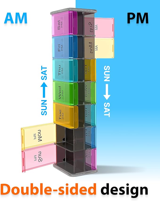 Extra Large Pill Organizer- XXL Pill Box 7 Day - Weekly Pill Organizer with AM PM Large Compartments Big Pill Case for Supplements Jumbo Pill Holder for Vitamins Huge Medicine Organizer 2 Times a Day