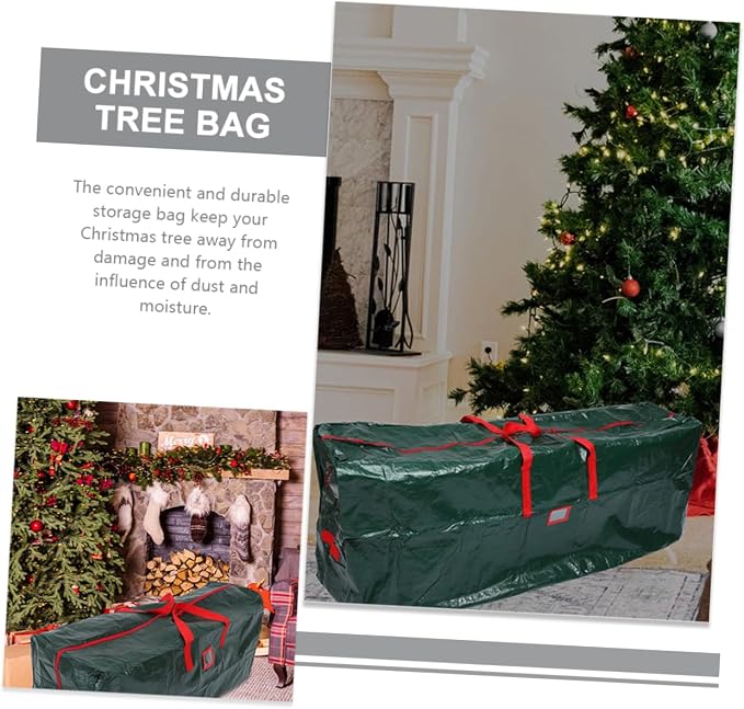 Large Xmas Tree Storage Bag Handles Organizer for Christmas Trees Wreaths Holiday Decorations Sturdy Pet Non-woven for Seasonal Storage