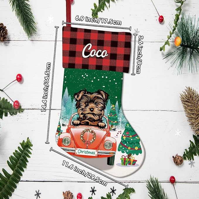 Personalized 1 Pack Christmas Stocking Pit Bull Pet Dog Stocking Christmas Tree Winter Fireplace Holiday Decoration 14"