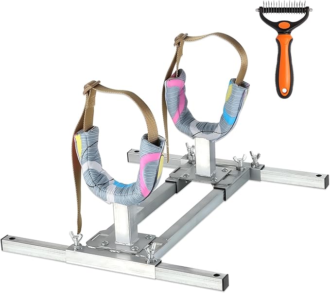 Dog Breeding Stand, Stainless Steel Breeding Stand for Dogs, Shoulder Height 5.9 IN - 13.8 IN,Pet Fixed Bracket for Small Dogs,Adjustable Height and Length,Strong Grooming Breeding Stand (S)