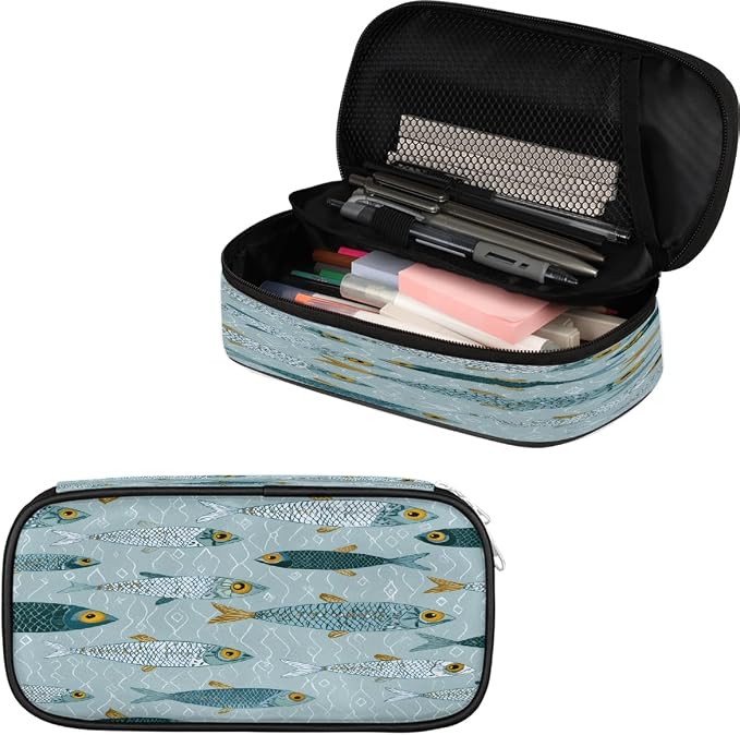 Pencil Case Large Capacity Pencil Bag Cute Fish Pattern Pouch Box Organizer Pen Case, School Supplies for Teen Adult