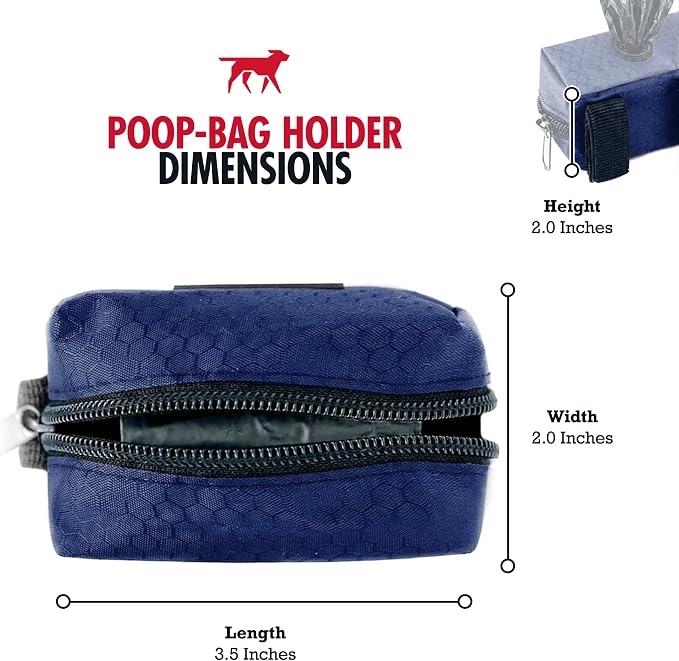 Tuff Pupper Dog Poop Bag Holder | Works with Any Dog Leash | Zippered Waste Bag Dispenser | Waterproof with Rust-Proof Clip | Convenient Lightweight Design | Includes 2 Rolls of Leak-Proof Bags