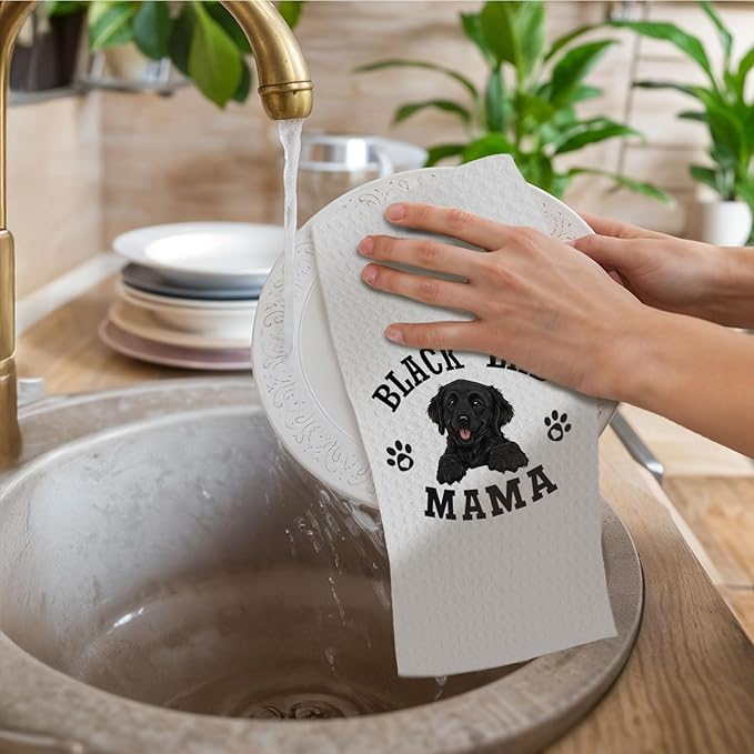 Black Lab Kitchen Towels, Dog Mama Black Labrador Retriever Gifts for Women & Dogs Moms, Dog Lover Gifts Decorative Hand Towels for Bathroom, 16x24 Inch