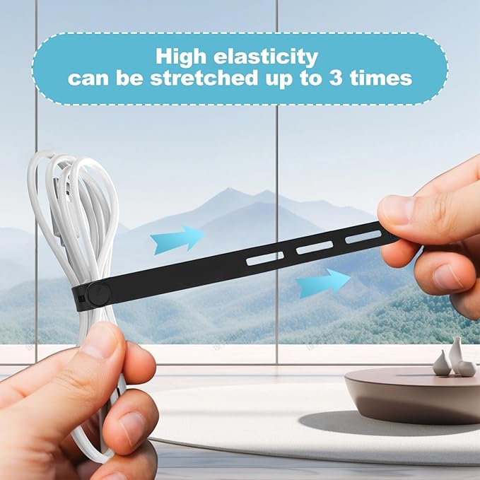 30 Pcs Cable Ties ，Silicone Cable Ties, Reusable Cord Organizer for Charger Cables, Hair Dryer, Home & Office, Flexible Cord Wraps for Electrical Wires (30 Pcs Cord Organizer)