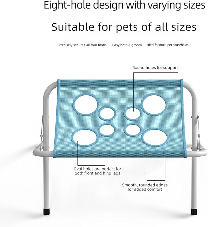 Pet Grooming Hammock with Stand, Dog Bathing Station, Cat-Hammock | Foldable Steel Frame Pet Bath Rack With Breathable Polyester Net, 8 Fixed Holes, 10KG Load