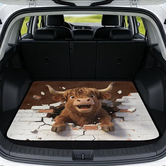 Cute Cattle Cargo Liner for Cars Non Slip Car Trunk Mats Dustproof Cargo Mats for Camping Picnic - Rear Trunk Mat Floor Mat Covers Universal Size 29" x 39" Inch