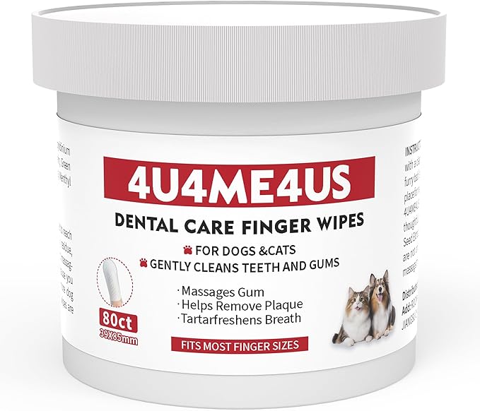 Pet Teeth Cleaning Finger Wipes for Dogs & Cats Healthy Gums,Fresh Breath,Remove Bad Breath & Plaque & Tartar Buildup,dental mitt,Tooth Brushing Kit, Toothbrush & Toothpaste Alternatives 80ct