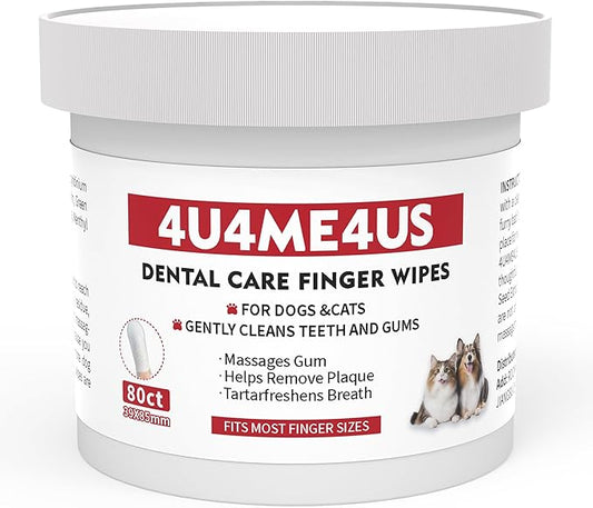 Pet Teeth Cleaning Finger Wipes for Dogs & Cats Healthy Gums,Fresh Breath,Remove Bad Breath & Plaque & Tartar Buildup,dental mitt,Tooth Brushing Kit, Toothbrush & Toothpaste Alternatives 80ct