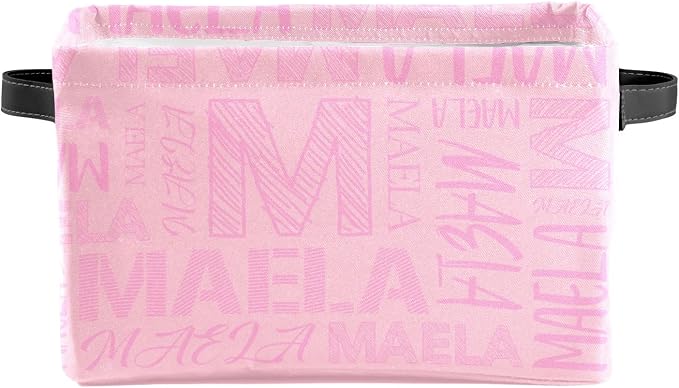 Foldable Personalized Storage Box for Boys Girls with Name Waterproof Kids Custom Storage Bin Baskets Cube Boxes Organizer with Handles for Organizing Shelf Closet, 1 Pack