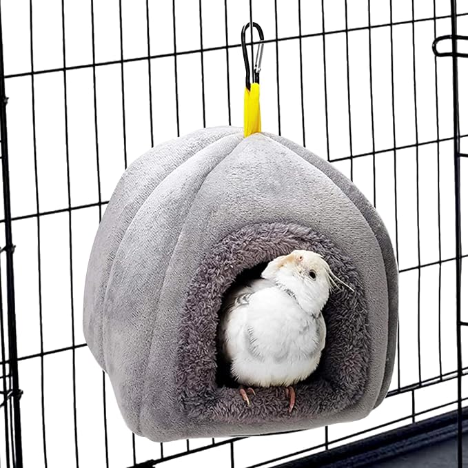QBLEEV Winter Warm Bird Nest House, Parrot Hanging Hammock for Cages | Bird bed soft plush snuggle hut tent, parakeet cage accessories hideaway sleeping bed for budgie cockatiel conure lovebird