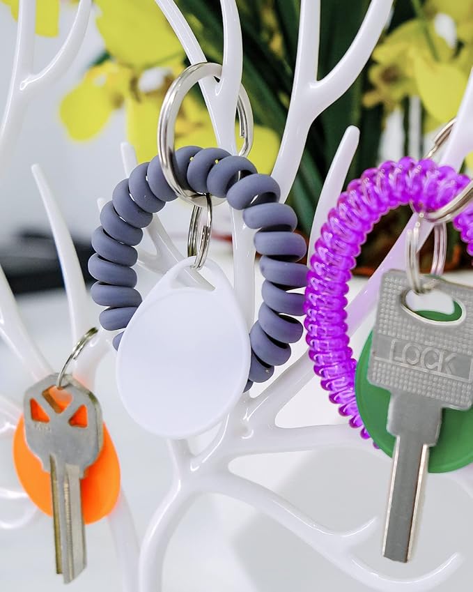 Uniclife 1.5 Inch Colorful Key Tags for Labeling Writable Round Plastic Key Chain Tags with Split Rings Sturdy Item Identifiers in 7 Assorted Colors, 100 Pack