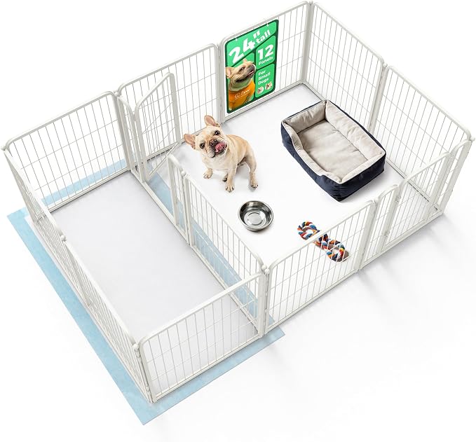 FXW Homeplus Indoor Dog Playpen with Divider Connectors, 24" H, 12 Panels | Calm Indoor Play Area, Two-Zone Layout, For Puppies & Small Dogs, Patented