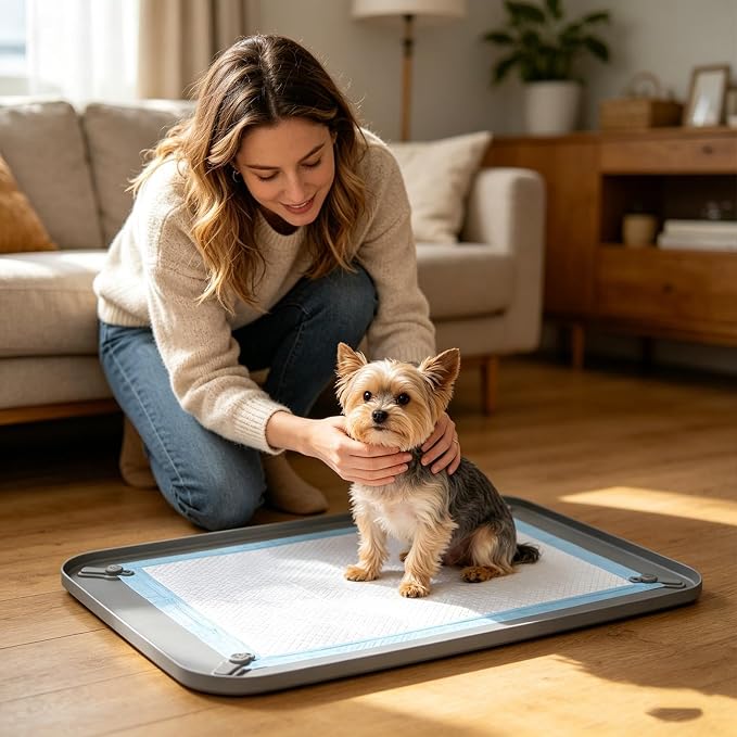 Pee Pad Holder - Silicone Tray, Spillproof Non Slip Pet Training Accessory