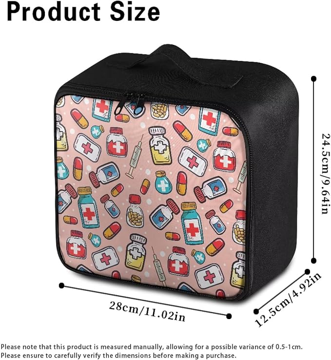 First Aid Kit Bag Empty Pink Color-Coded Emergency Medical Pouch for Hospitals Schools and Home Use Constructed with Tear-Resistant Fabric Quick-Access Loops Washable Surface