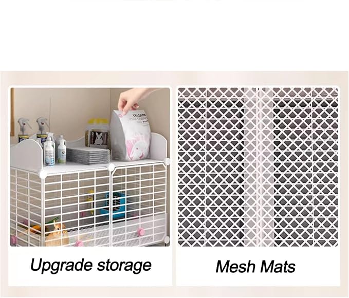 Rabbit Cages Indoor with Tray, Upgrade Storage, DIY Metal Playpen for Small Animals, Cats, Ferrets, Chinchillas - Ideal Pet Kennel for 1-2 Pets