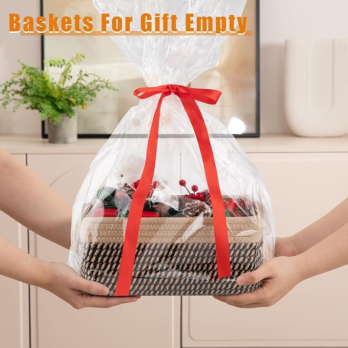 OIAHOMY 4 PACK 7L Storage Baskets for Organizing Storage Bins Black/Yellow | Small Bins for Shelves Small Storage Basket Shelf Baskets Organizer Baskets for Gifts Empty Cute Decorative Storage Bins