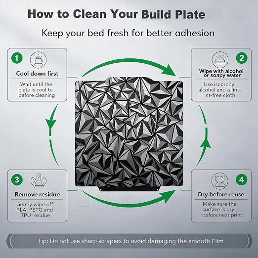 PEO PET Double-Sided Build Plate for Flashforge Creator 5/5 Pro – Dual-Texture Spring Steel Sheet with Big Diamond PEO & Carbon Fiber PET Finishes – Smooth First Layer 3D Printer Heated Bed Accessory