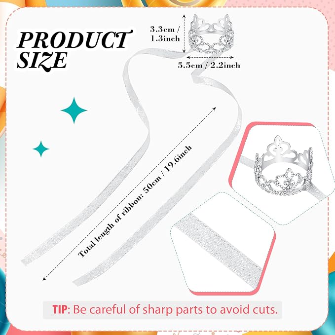 2 Pcs Dog Crown Headband Dog Tutu Dress Set Crystal Rhinestone Tiara Crown Tutu Skirt Pet Dress Costume for Puppy Birthday Party Wedding Photo Prop Costume(Medium,White)