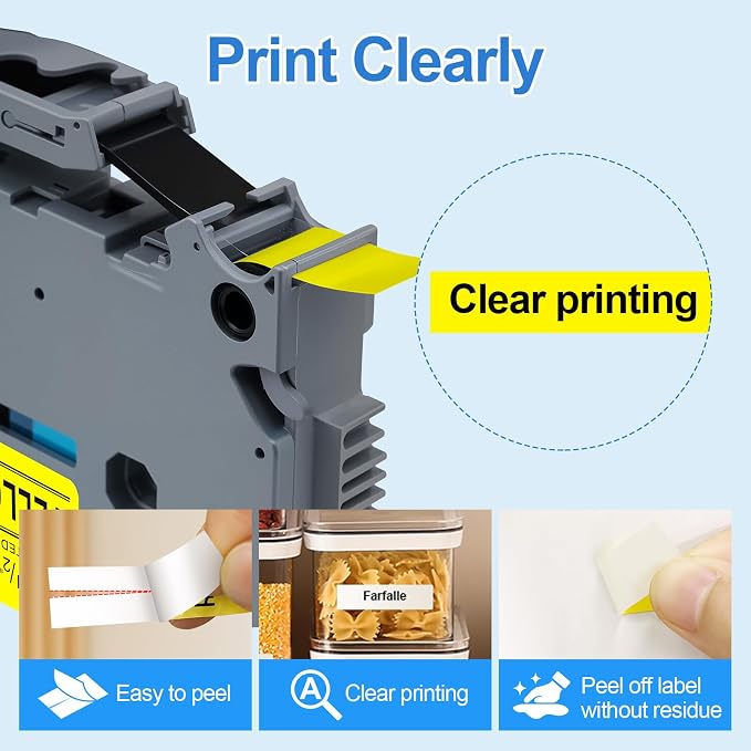 TZe-631Compatible with Brother P-Touch Label Tapes 12mm Laminated TZ631 TZo631 use for PT-H110 PT-D210 PT-D400 PT-D600 Label Maker, Black on Yellow, 0.47 Inch x 26.2 ft (12mm x 8m), 3PK