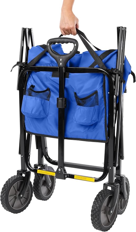 Amazon Basics Collapsible Heavy Duty Utility Wagon for Outdoor Sports, Camping, Garden, and Shopping, Versatile, Easy to Store, 265 Pounds Capacity, 27.6 x 40.9 x 20 inches, Blue