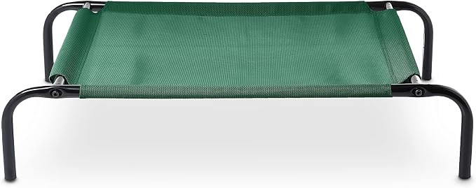 Amazon Basics Cooling Breathable Elevated Dog Bed with Metal Frame for Small Dogs, 36" x 22" x 7.5", Green