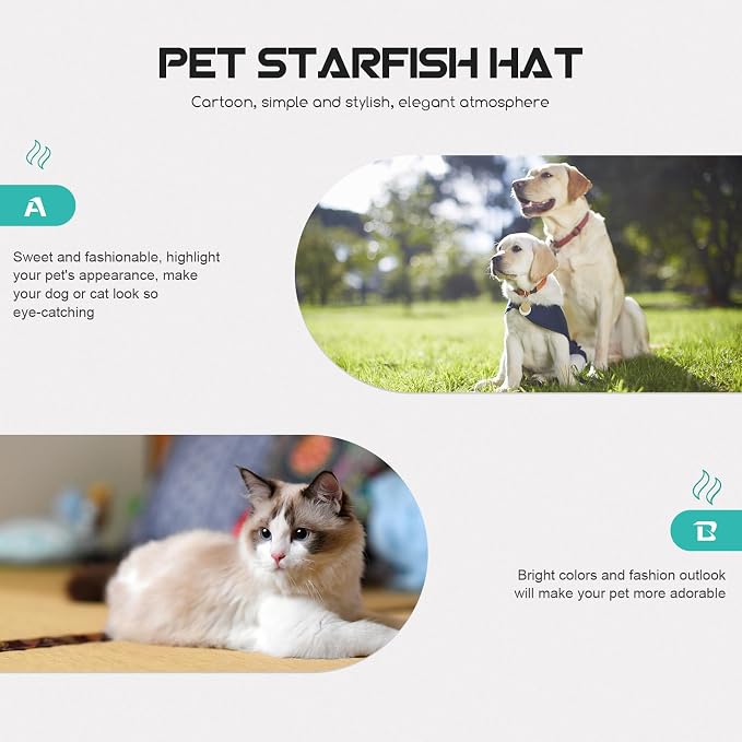 HEMOTON Yellow Plush Pet Dog Hat with Sea Star Shape Comfortable Wear Decorative Dog Cosplay Cap for Christmas Party and Dress