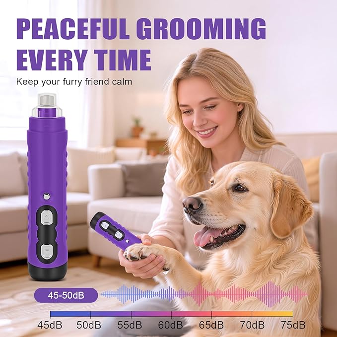 Best Dog Nail Grinder 2026 New 9-Speed Professional Quiet Painless Electric Drill Trimmers for Large Medium Dogs with Quick Sensor Guard, 2 LED Lights, 2000mAh USB Rechargeable