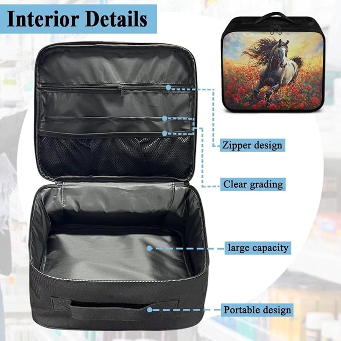 Rnyleeg Sunset Horse First Aid Bag Empty Romantic Rose First Aid Kit Home Lightweight Medical Travel Kit with Mesh Pockets&Handle Easy to Clean
