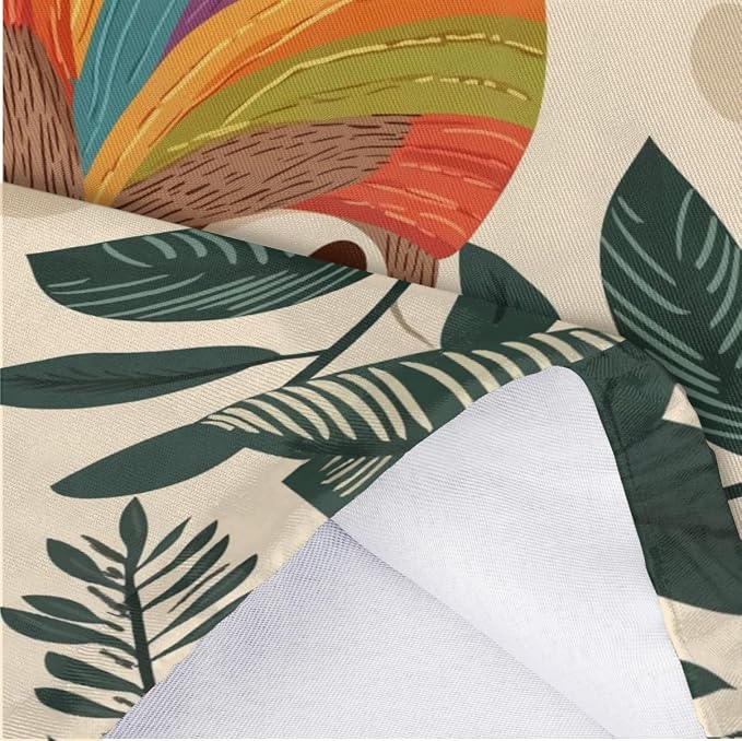 Tree Fern Sloth Plastic Bag Holder Colorful Stripes Grocery Bag Storage Dispenser Washable Hanging Shopping Bags Carrier Reusable Wall Mount Trash Bag Organizer for Kitchen Pantry