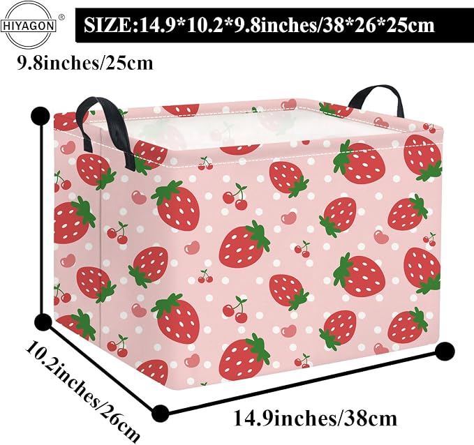 Rectangular Baby Girl Basket Kids Baby Storage Basket Storage Bin Organizer Box Room Decor(Strawberry)