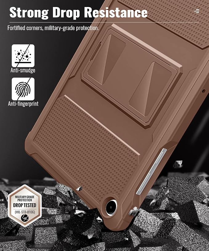 MoKo Shockproof Case Fit Samsung Galaxy Tab A11+ Plus/ A9+ 11 Inch | with Screen Protector, Heavy Duty Shockproof Protective Case, Bright Brown