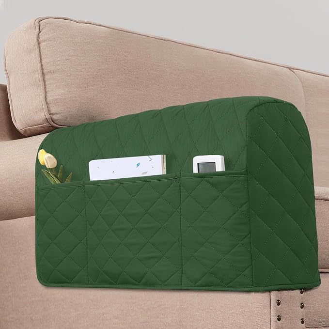 2 Pack Water Resistant Armrest Covers for Chairs and Sofas Couch Arm Covers for Sofa with 3 Pockets for Phone Sofa Arm Protector for Pets, Cats (Avocado Green)