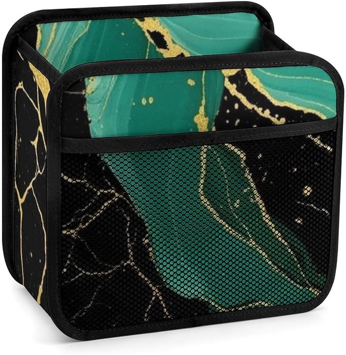 Car Organizers for Seat Back Vehicle Backseat Storage Pocket, Teal | Turquoise Green Gold Black Marble, Auto Hanging Pouch Trash Bag with Adjustable Buckle, Universal Fit for Vehicle Truck
