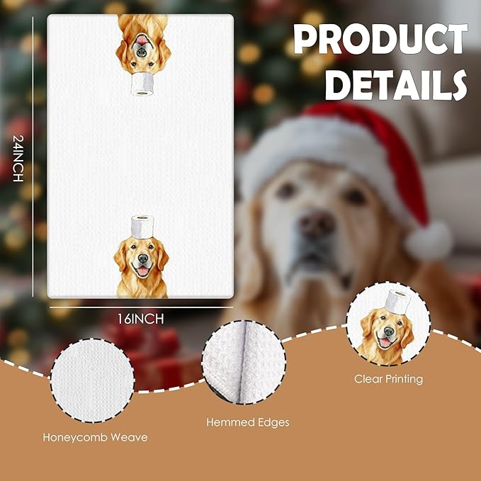 Funny Golden Retriever Bathroom Decor Hand Towels,Golden Retriever Mom Gifts, Gifts for Dog Lovers, Kids Dog Bathroom Decor, 16x24 Inch Set of 3