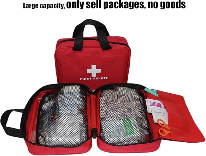 Nylon First Aid Empty Kit,Compact Waterproof and Lightweight First Aid Bag with Zippered for Emergency at Home, Office, Car, Outdoors, Boat, Camping, Hiking(Bag Only)