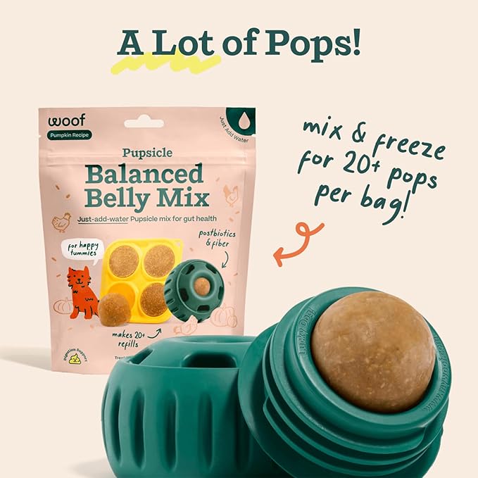 WOOF Dog Pupsicle Mix - Easy-to-Make DIY Pupsicle Refills - Tasty, Healthy Pupsicle Mix - Wholesome Ingredients - Long-Lasting Treats for Dogs - Balanced Belly Mix