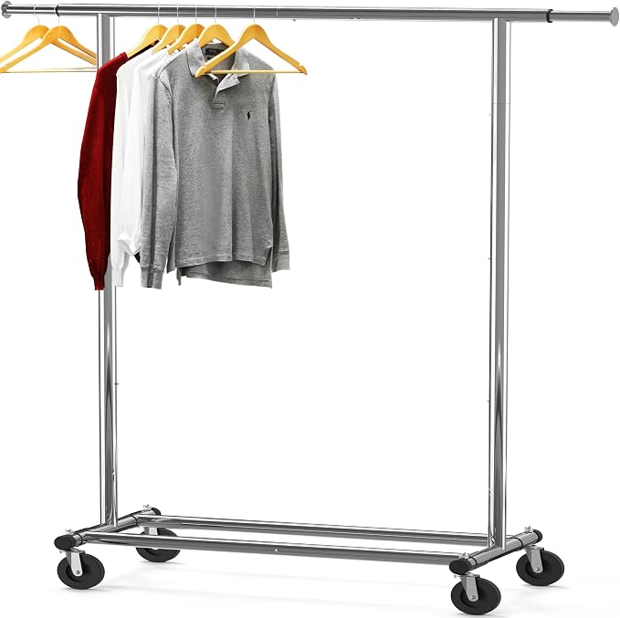 Simple Houseware Heavy Duty Clothing Garment Rack, Chrome | Holds Up to 150 lbs, Extendable Width from 42 to 67 Inches