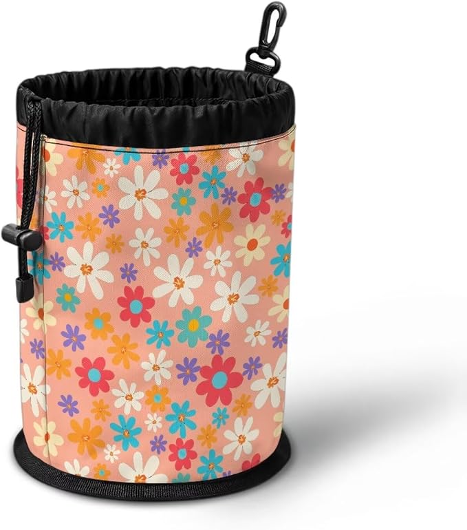 Floral Clothespin Storage Pouch Drawstring, Laundry Peg Bag Organizer with Multi-Hang Button, Portable Clips Holder for Drying Rack, Camping, Travel & Dorm