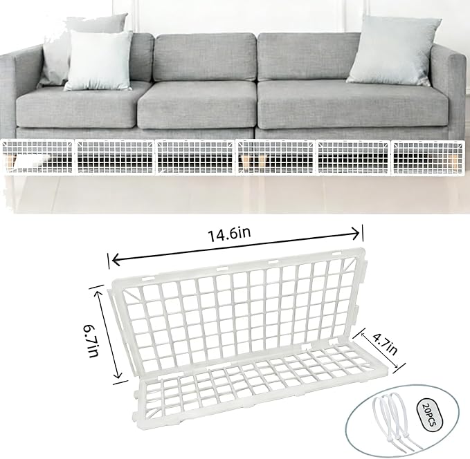 12Pcs Under Couch Blockers for Pets, Adjustable Plastic Under Bed Blockers, Furniture Barriers for Toys Dogs Cats (White)
