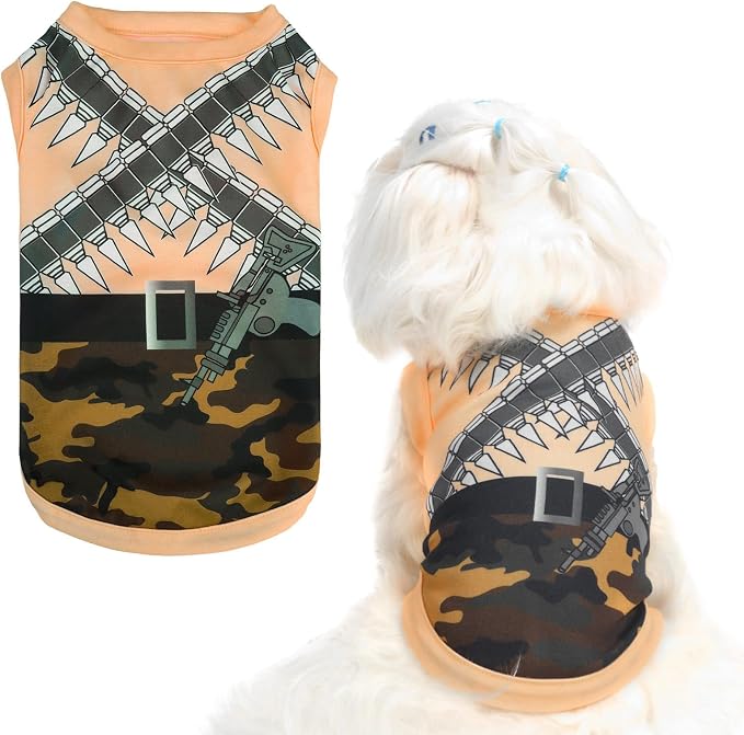 BINGPET Dog Halloween Shirt, Gunner Funny Dog Halloween Costumes Puppy Tshirt, Breathable Sleeveless Tank Top Vest & Sweatshirt for Small Medium Dogs Cats (XS)
