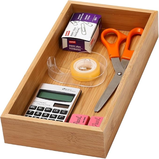 YBM HOME Rustic Natural Bamboo Drawer Organizer Storage Box, Pack of 12, 6x15x2 inch
