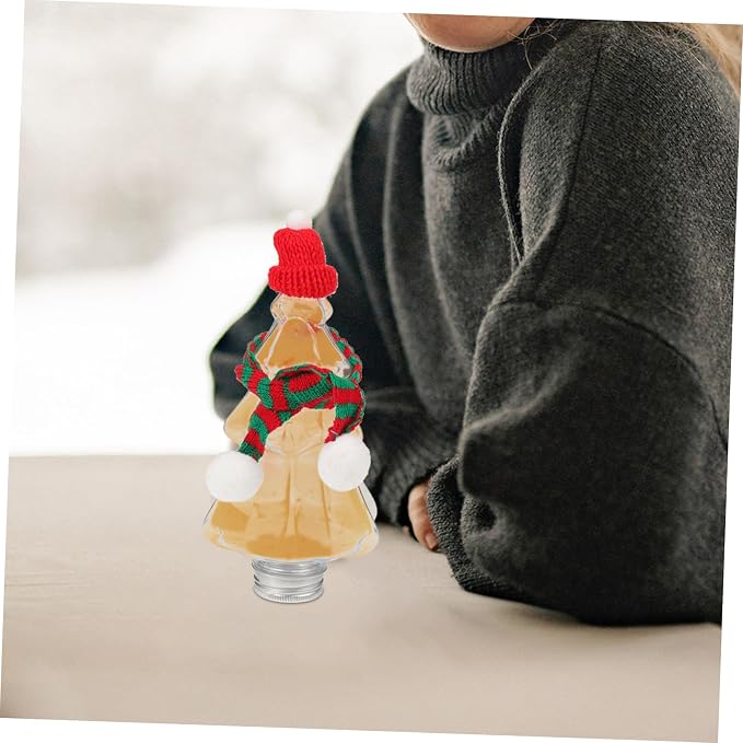 COLLBATH 6set Christmas Tree Shaped Candy Containers Caps Reusable Small Tea Bottles for Holiday Decoration and Storage of Juices and Sweets